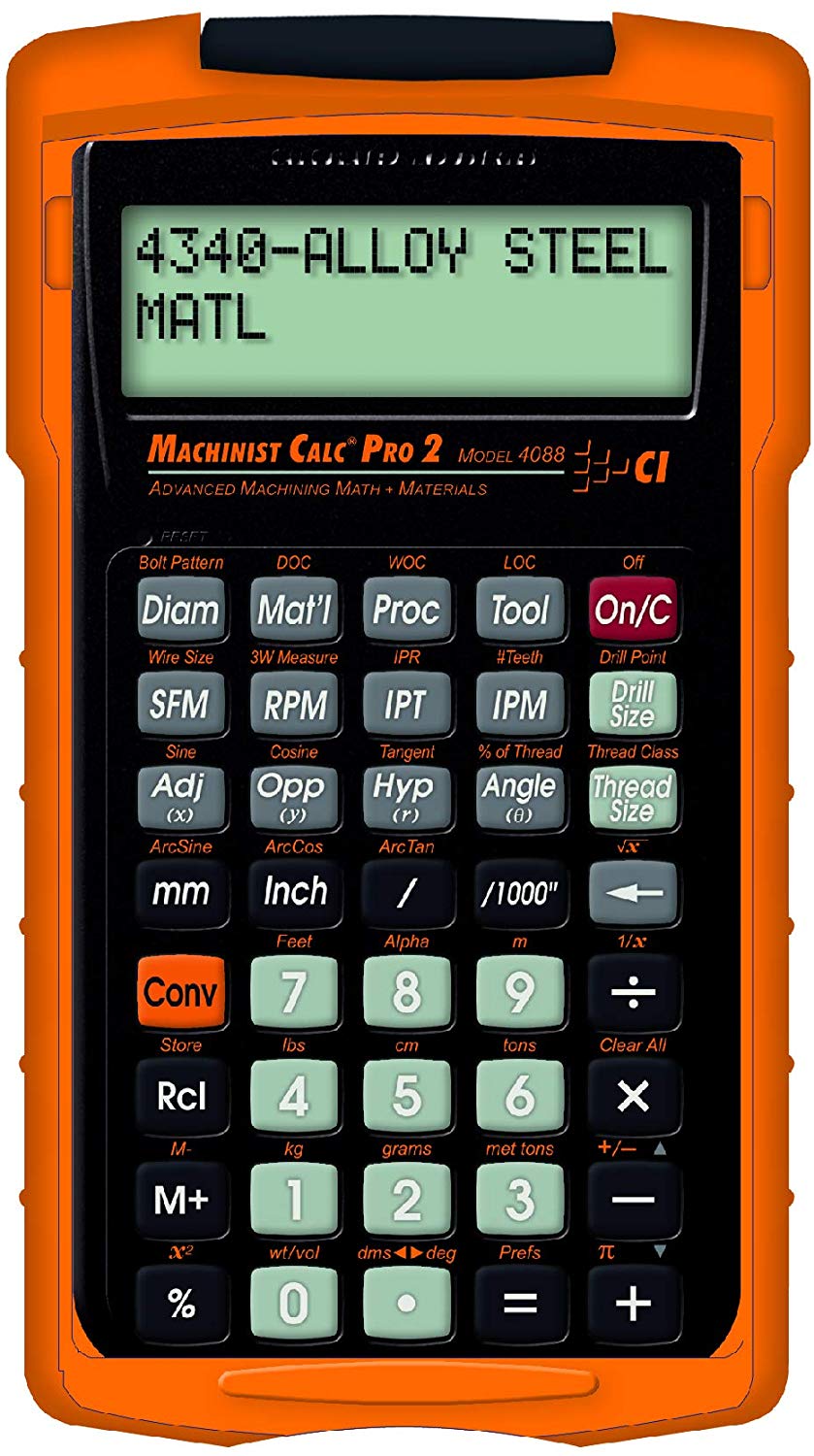 Calculated Industries 4088 Machinist Calc Pro 2 Advanced Machining Calculator | Speeds and Feeds, DOC, LOC and WOC for Materials and Tool settings | Machinists, Setters, Tool & Die Makers, Shop Owners