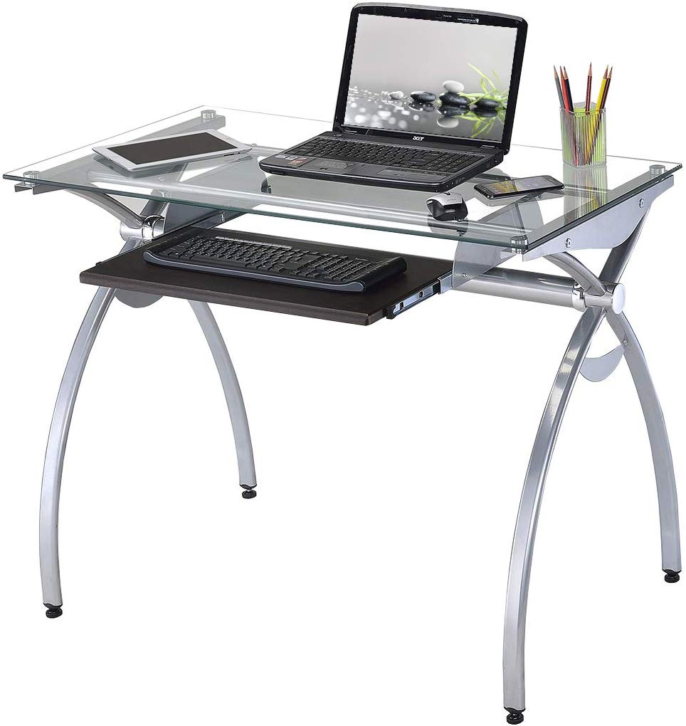 Techni Mobili Contempo Glass Top Computer Desk