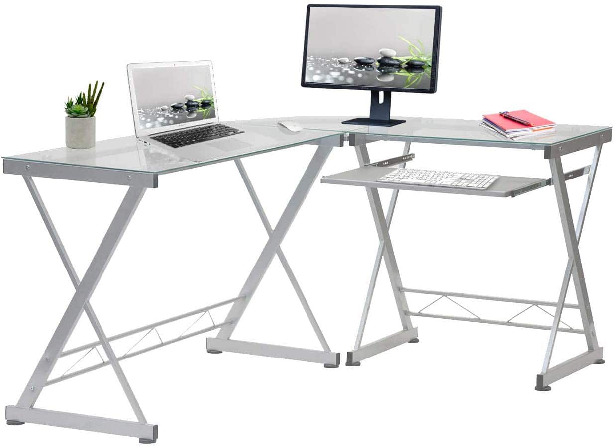 Tempered Glass L Shape Corner Desk