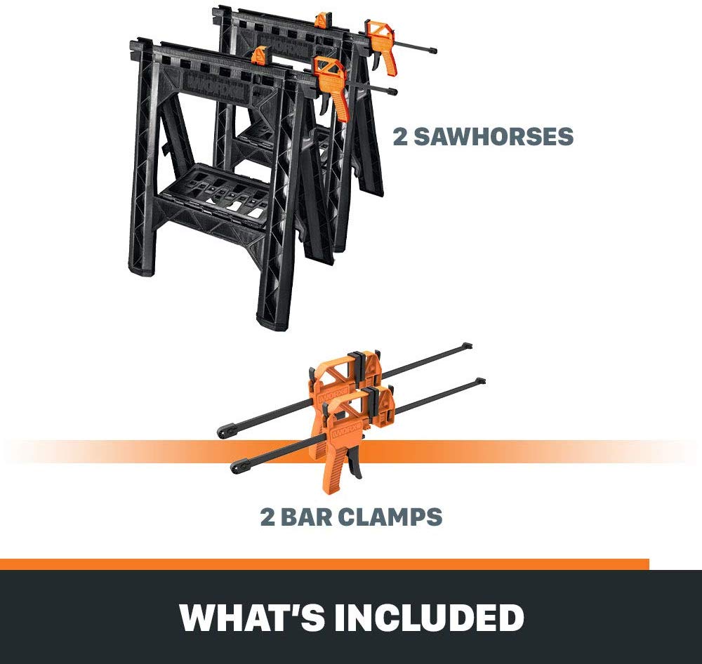 WORX Clamping Sawhorse Pair with Bar Clamps