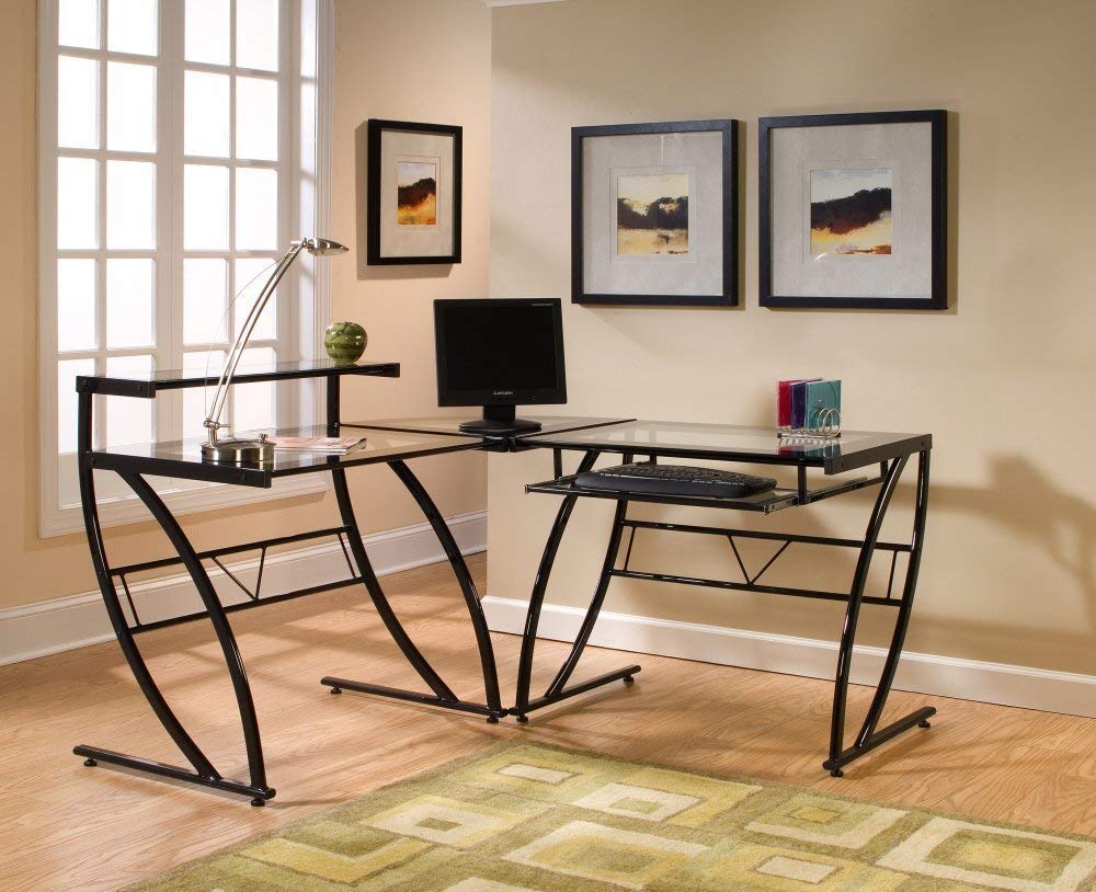 Z-Line Belaire Glass L-Shaped Computer Desk