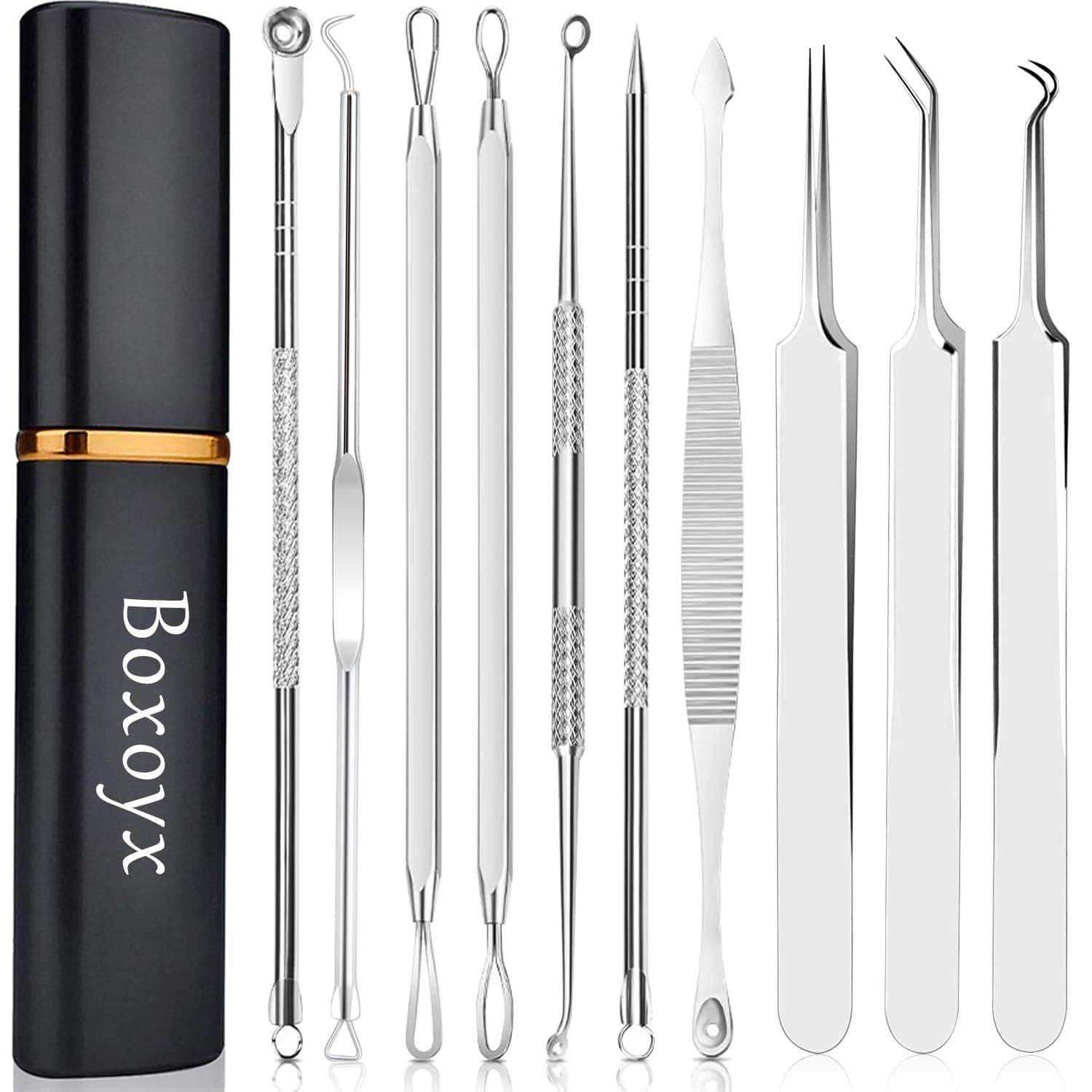 [Latest]Boxoyx 10 Pcs Professional Pimple Comedone Extractor