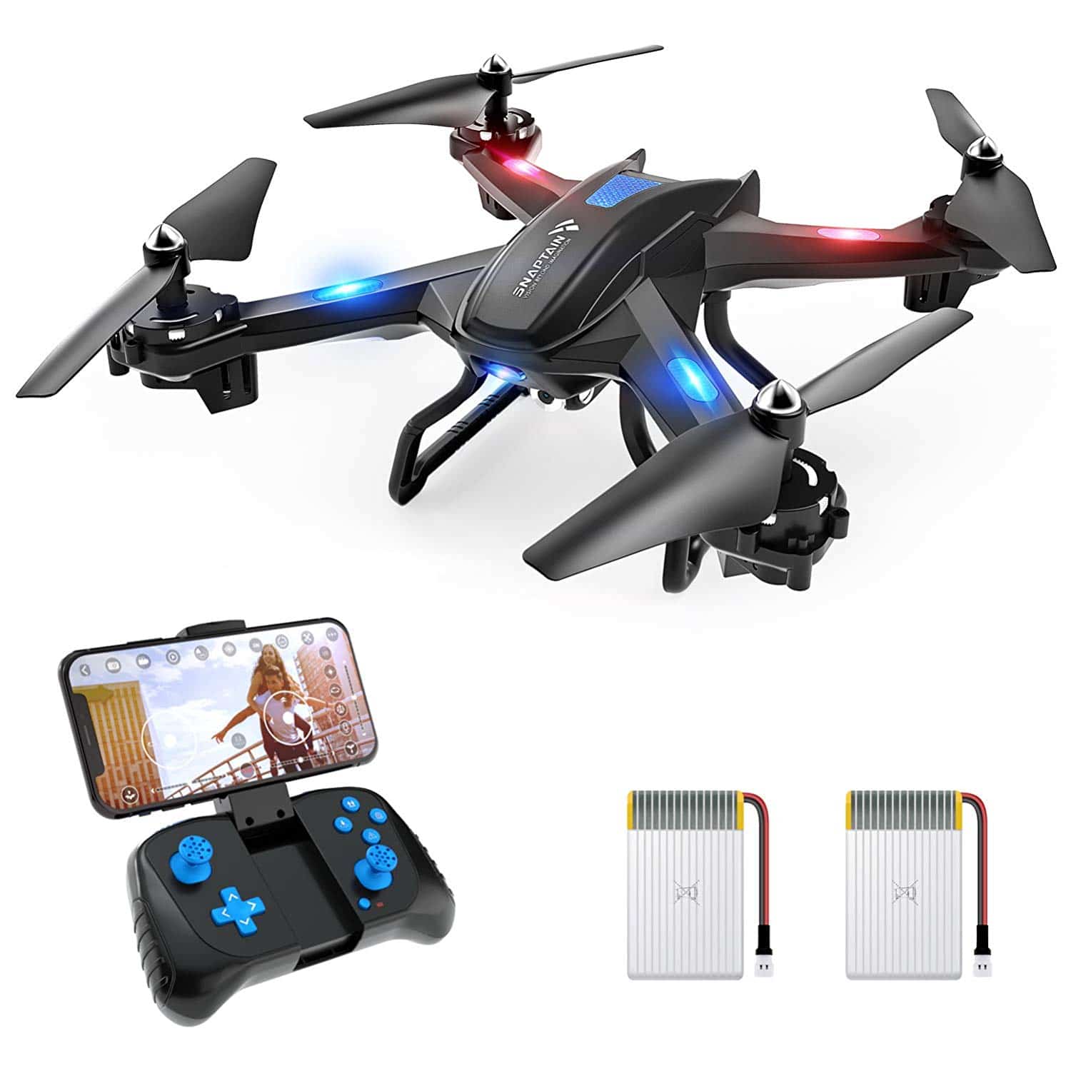 SNAPTAIN S5C wi-fi FPV Drone with 720P HD Camera, Voice Control, Gesture Control RC Quadcopter for Beginners with Altitude Hold, Gravity Sensor, RTF One Key Take Off/Landing, Compatible w/VR Headset