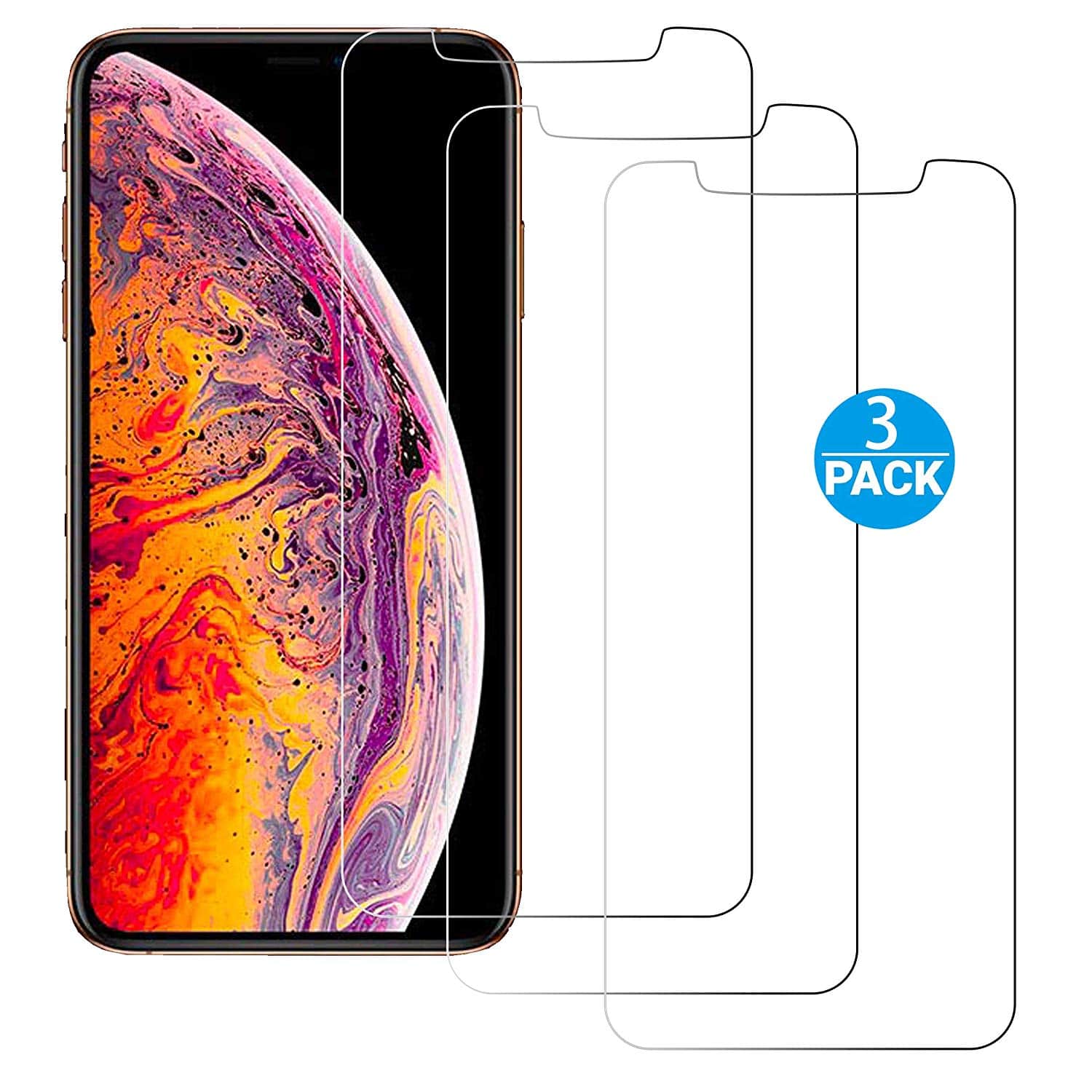 Ailun for Apple iPhone 11 Pro Max/iPhone Xs Max Screen Protector 3 Pack 6.5 Inch 2019/2018 Release Tempered Glass 0.33mm Anti Scratch Advanced HD Clarity Work with Most Case