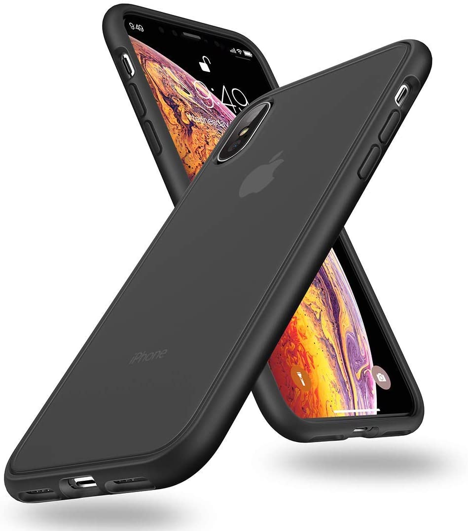 Humixx Shockproof Series iPhone Xs Case/iPhone X Case, [Military Grade Drop Tested] [Upgrading Materials] Translucent Matte case with Soft Edges, Shockproof and Anti-Drop Protection Case-Black