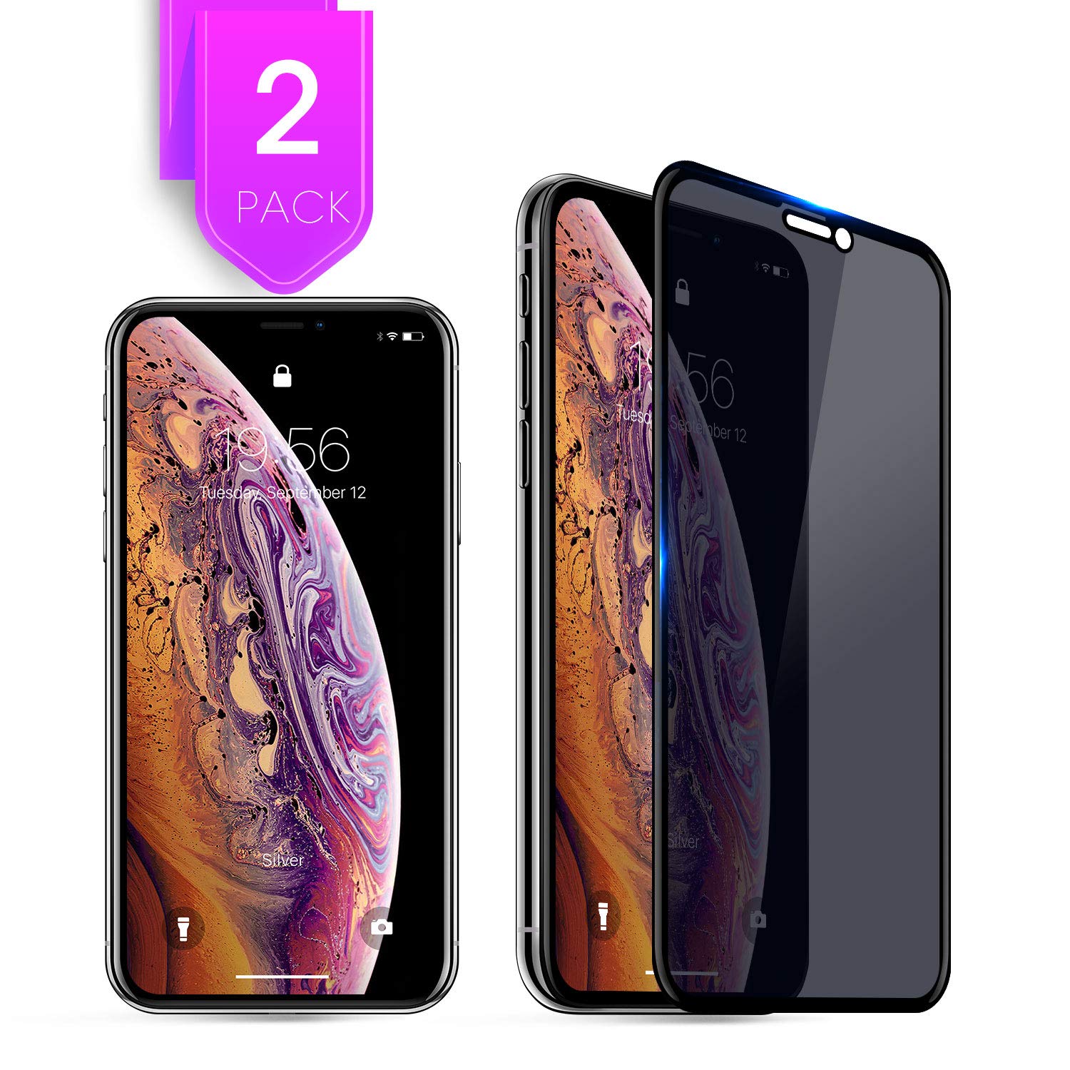 LEADSTAR 2Pack Compatible with iPhone 11 Pro Max iPhone XS Max Privacy Screen Protector 6.5 Inch Premium 3D Touch Anti Spy Tempered Glass Screen Protector for iPhone 11 Pro Max 2019 New Release