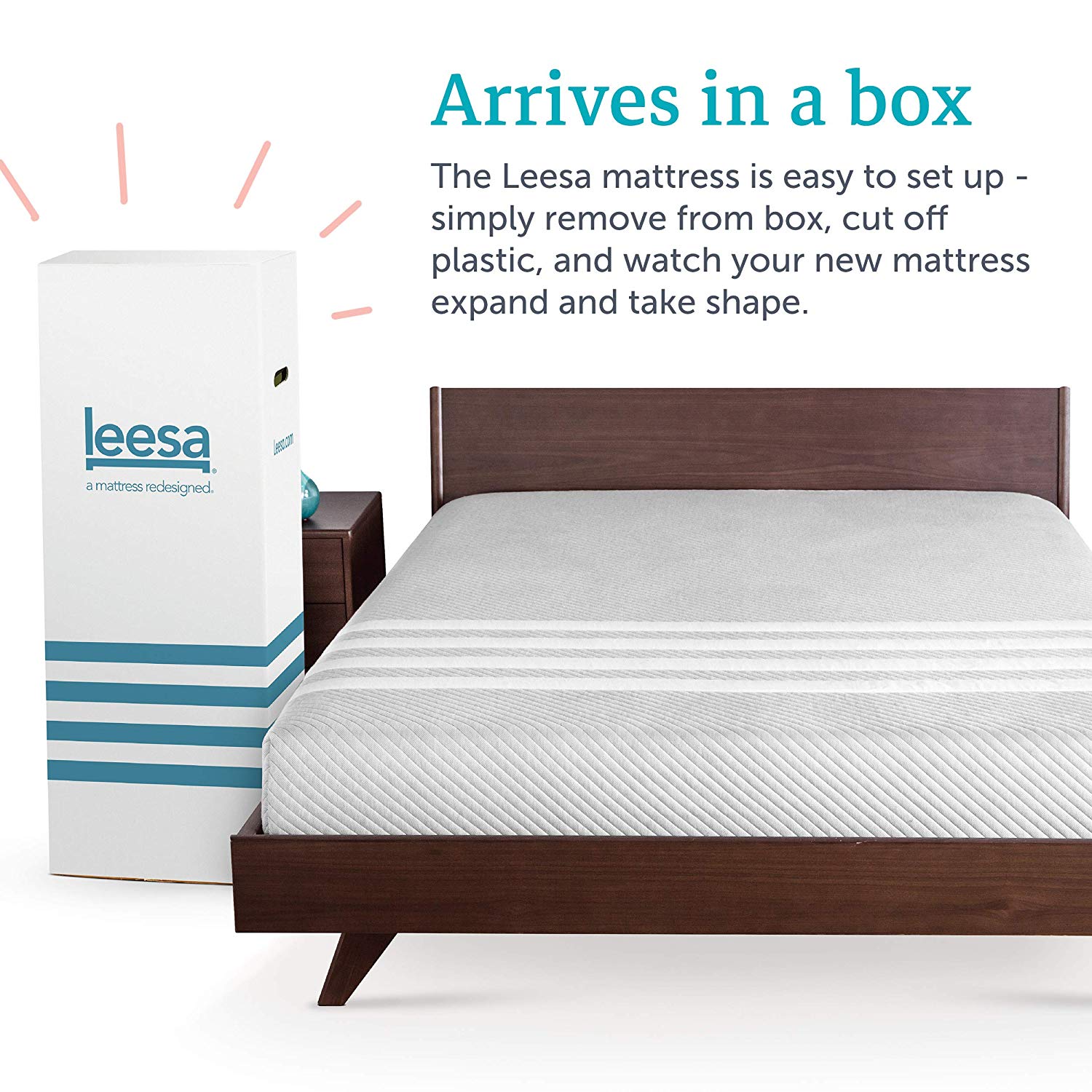 Leesa 10" Memory Foam Mattress in a Box, Luxury CertiPUR-US Certified 3 Layer Foam Construction, Queen, Gray & White