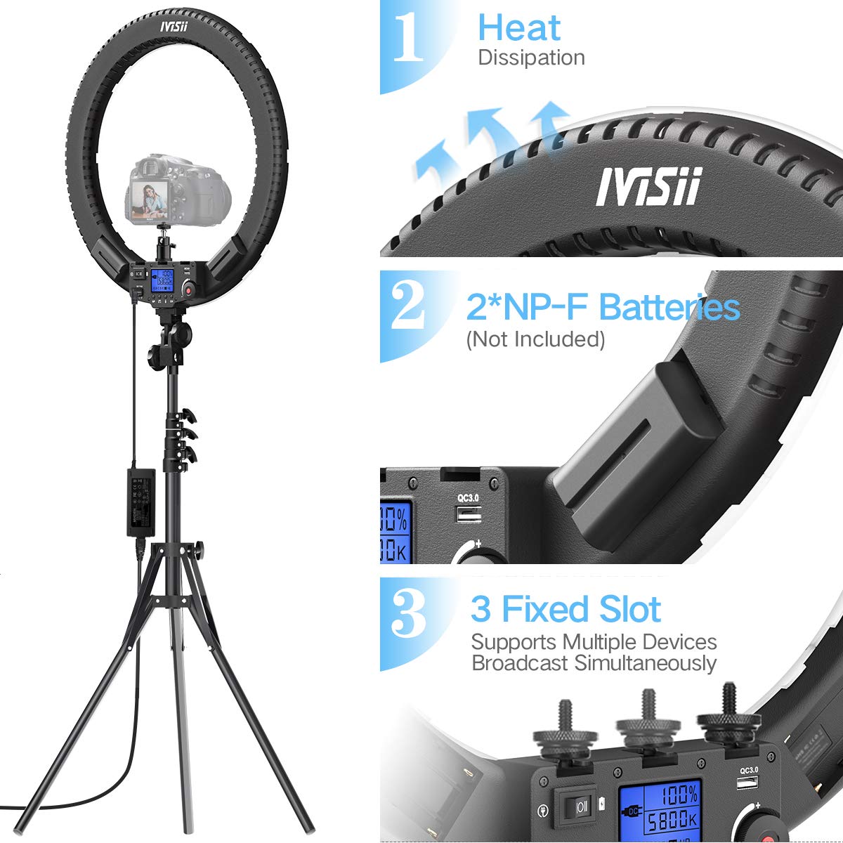 Ring Light with Remote Controller and Stand ipad Holder