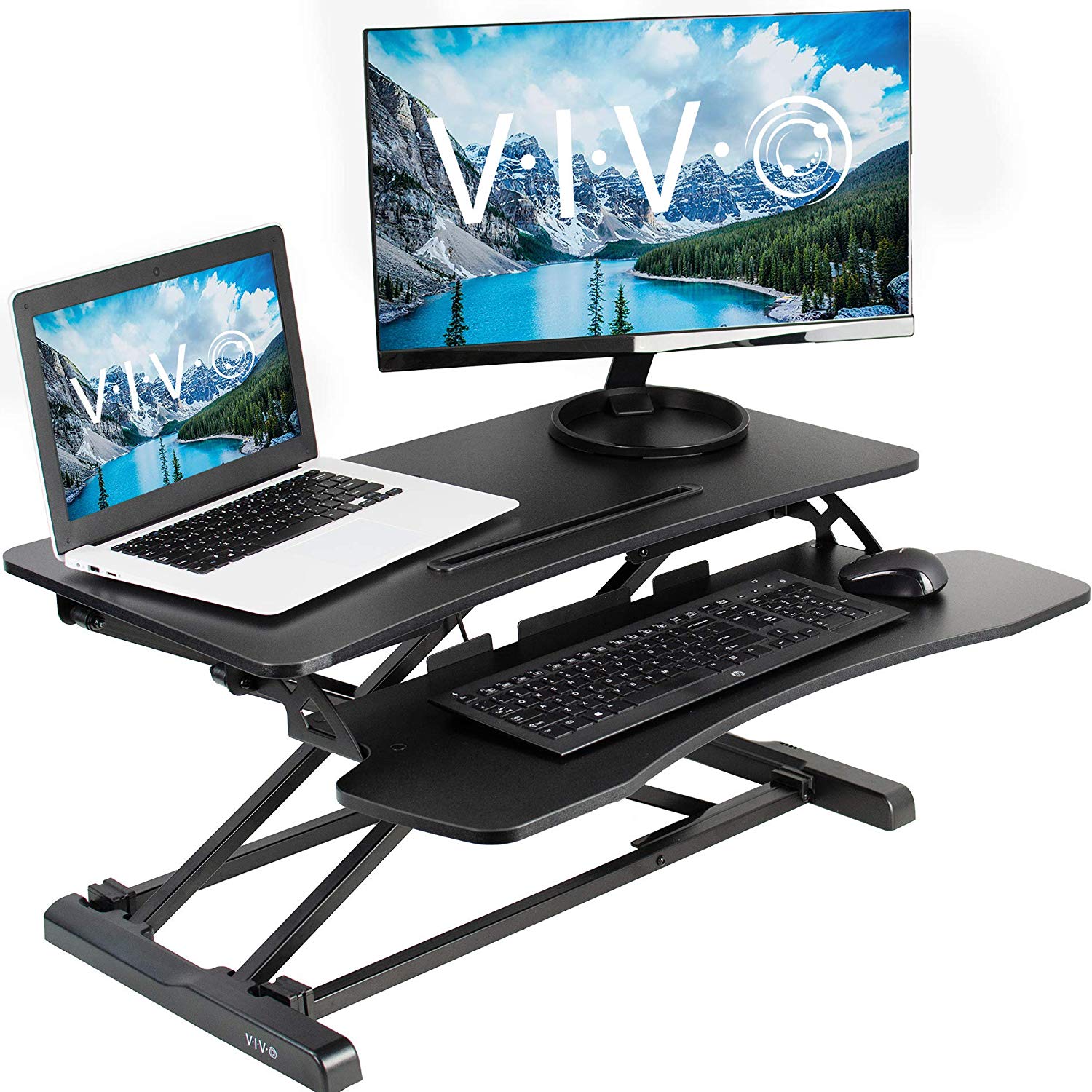 VIVO Black Height Adjustable 32 inch Standing Desk