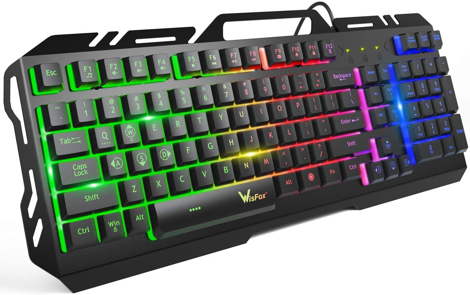 WisFox Colorful Rainbow LED Backlit Wired Computer Gaming Keyboard
