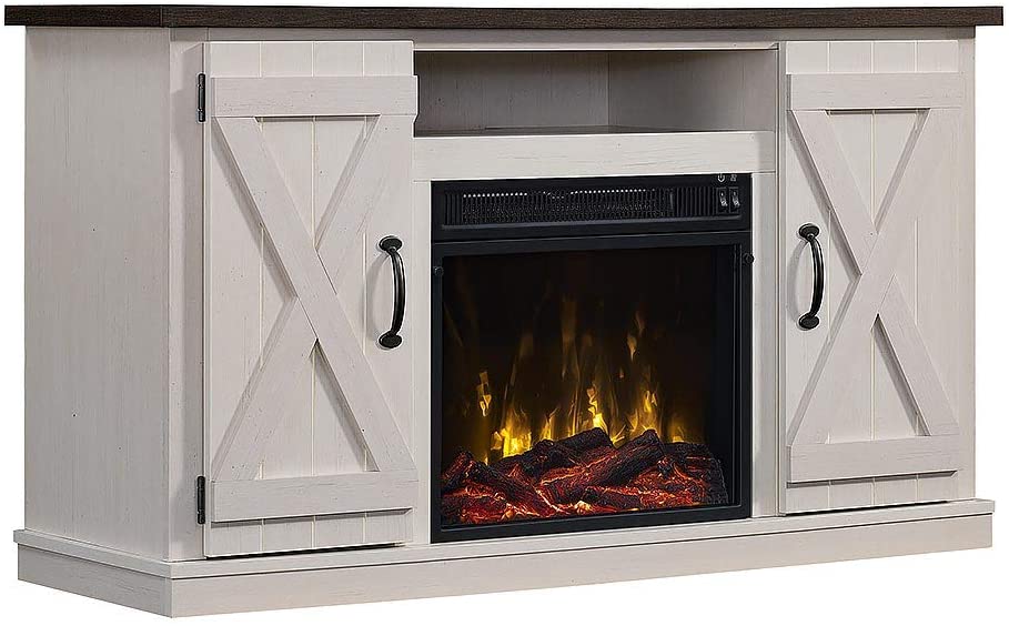 Comfort Smart Barn Door Inspired Two-Tone Electric Fireplace