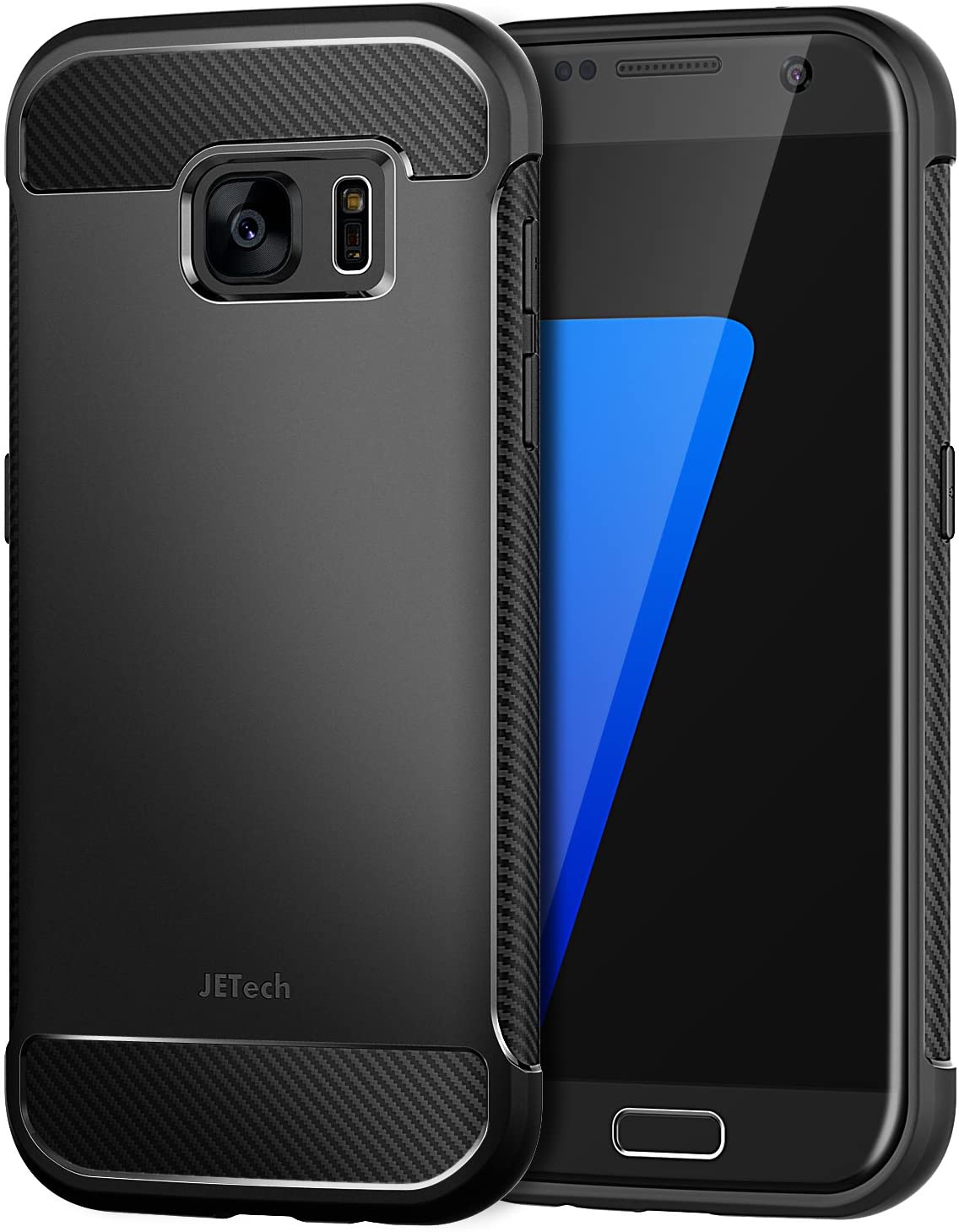 JETech Case for Samsung S7 Protective Cover with Shock-Absorption and Carbon Fiber Design (Black)