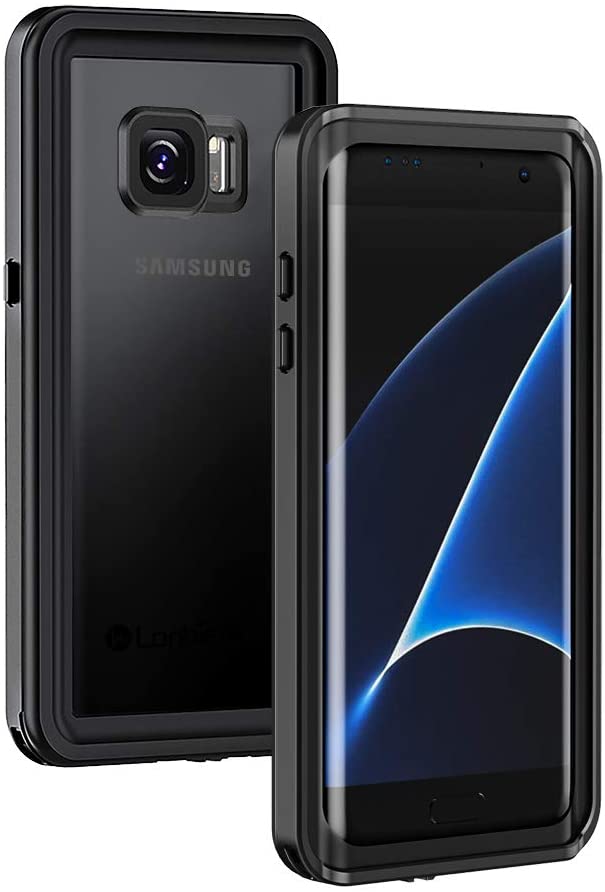 Lanhiem Galaxy S7 Edge Case, IP68 Waterproof Dustproof Shockproof Case with Built-in Screen Protector, Full Body Sealed Underwater Protective Cover for Samsung Galaxy S7 Edge (Black)
