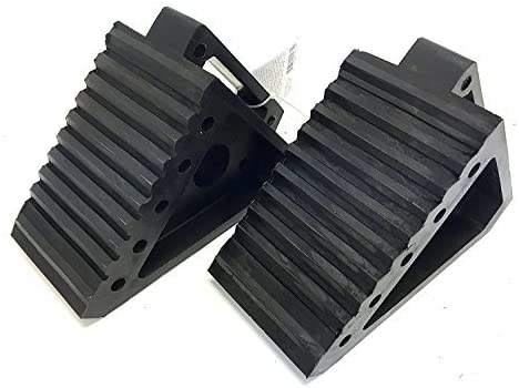 MaxxHaul 2 pack 70472 Solid Rubber Heavy Duty Black Wheel Chock, 8" Long x 4" Wide x 6" high-2 Pack