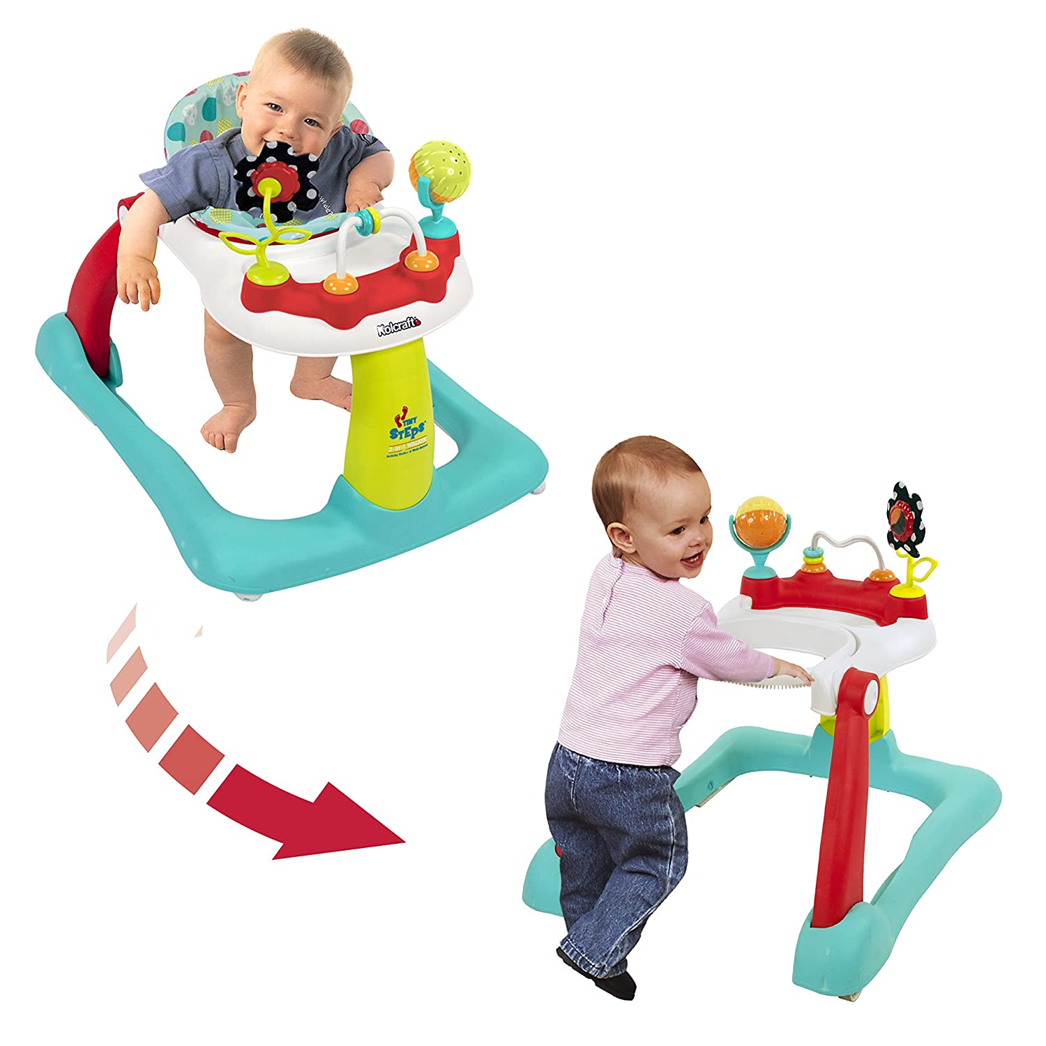 Kolcraft Tiny Steps 2-in-1 Infant & Baby Activity Walker