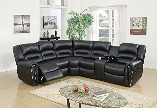 Poundex Tamanna Leather Reclining Sectional Sofa