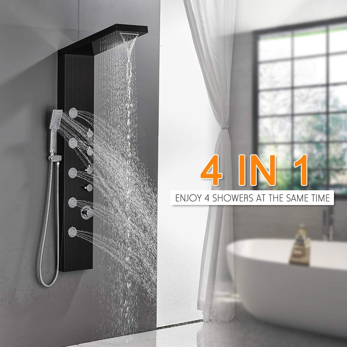 ROVATE Rainfall Waterfall Shower Tower Panel System