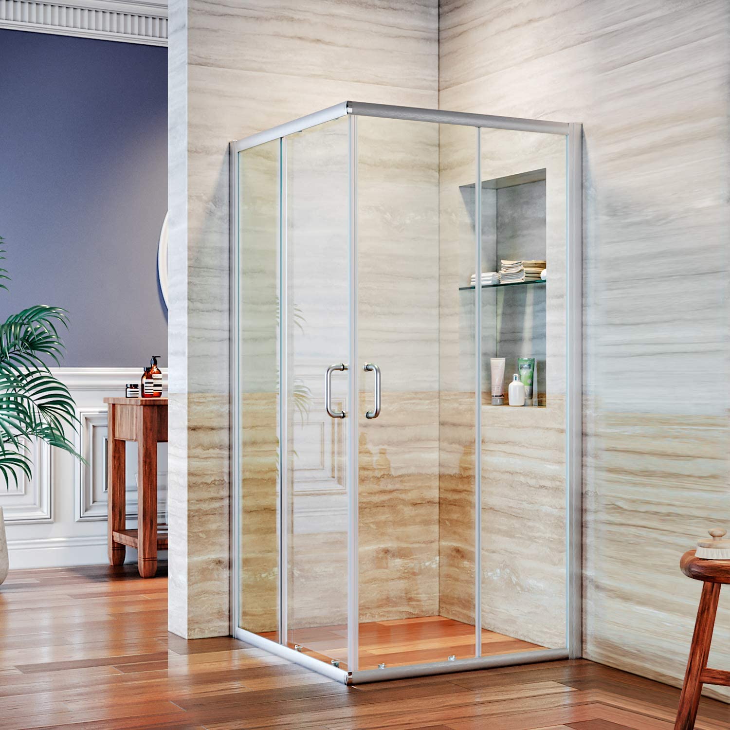 ELEGANT 36 in. D. x 36 in. W. x 72 in. H. 2 Opening Sliding Shower Enclosure