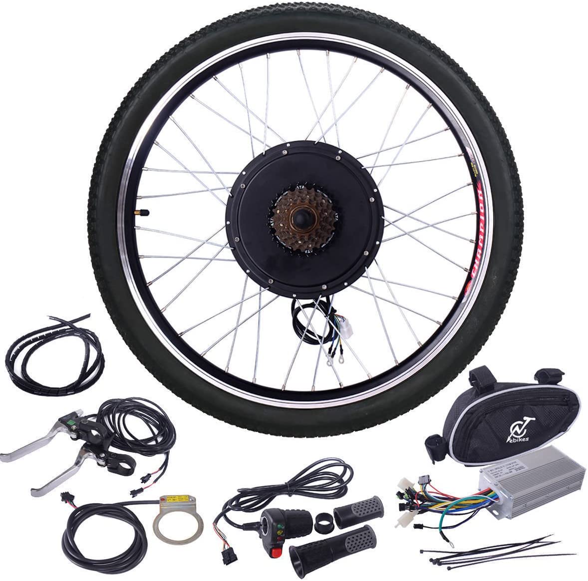 JAXPETY 48V 1000W Electric Bicycle Cycle E Bike 26" Front/Rear Wheel Ebike Hub Motor Conversion Kit Hub Motor Wheel