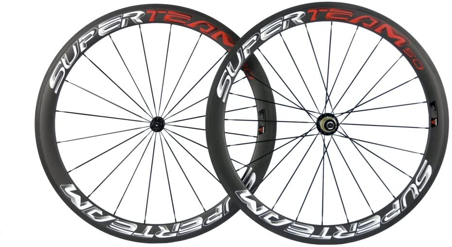 Superteam Carbon Fiber Road Bike Wheels 700C Clincher Wheelset 50mm Matte 23 Width