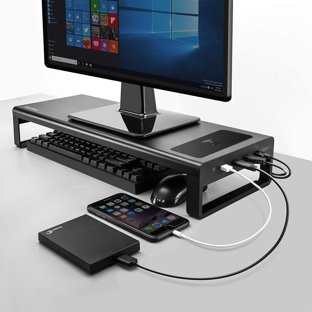 Vaydeer USB3.0 Wireless Charging Aluminum Monitor Stand Riser