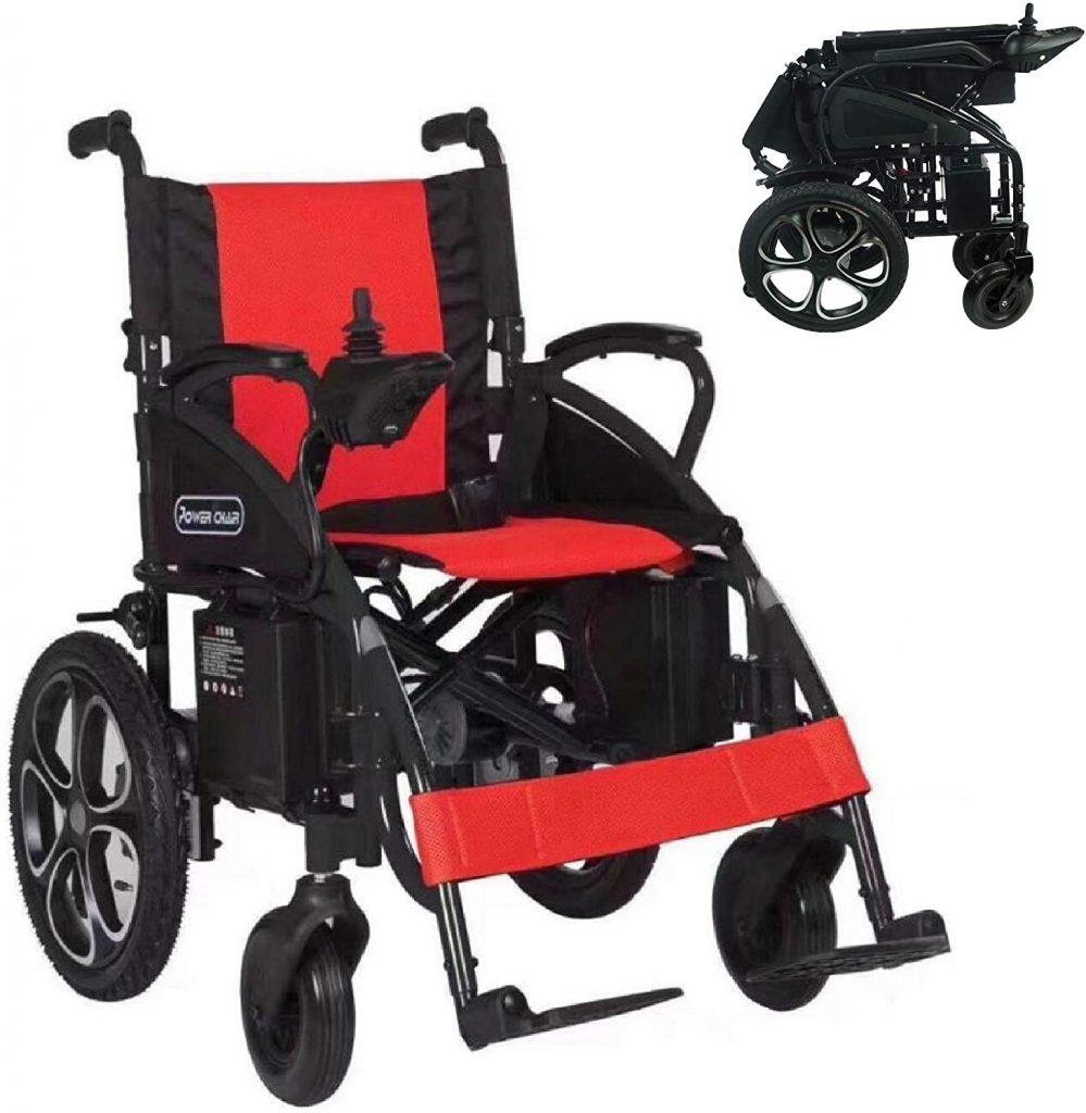 2021 Updated Electric Wheelchairs Airline Approved Transport Friendly Lightweight Folding Electric Wheelchair for Adults by Comfy Go (Red)