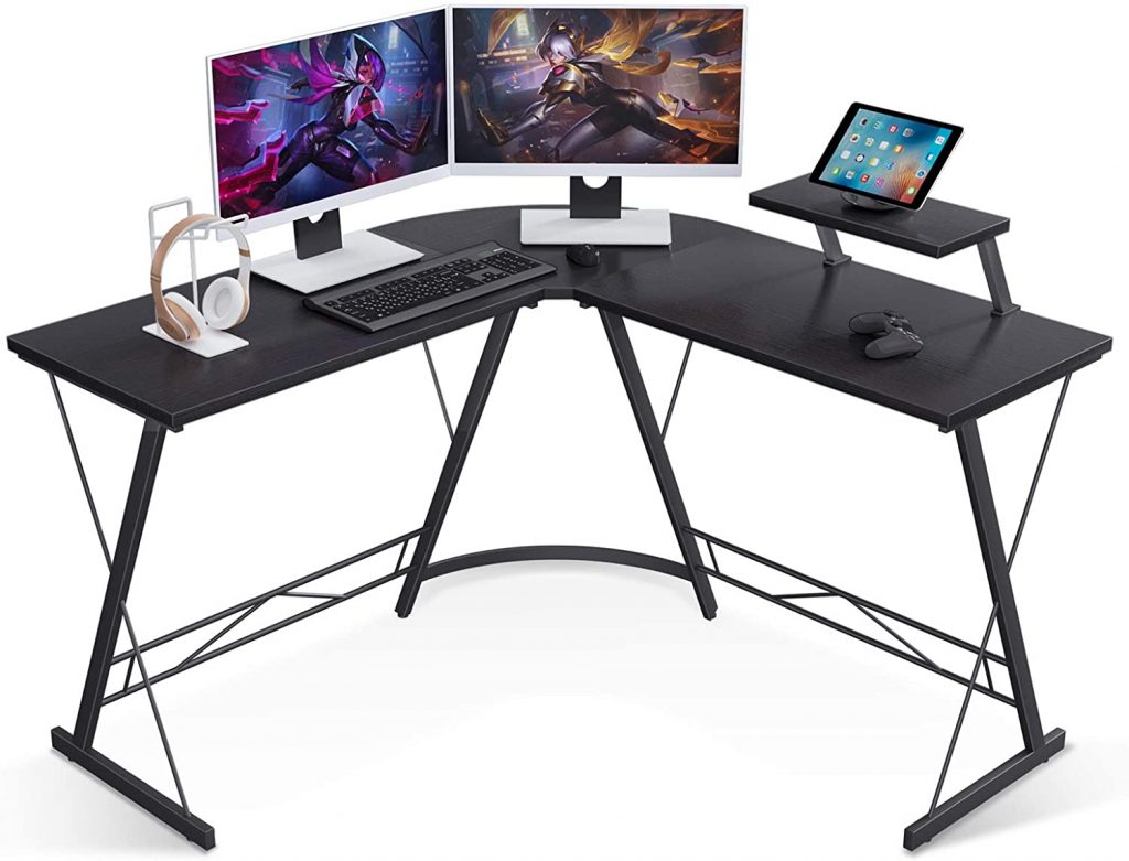 Casaottima L Shaped Desk, 51" Home Office Desk with Round Corner Computer Monitor Stand Desk