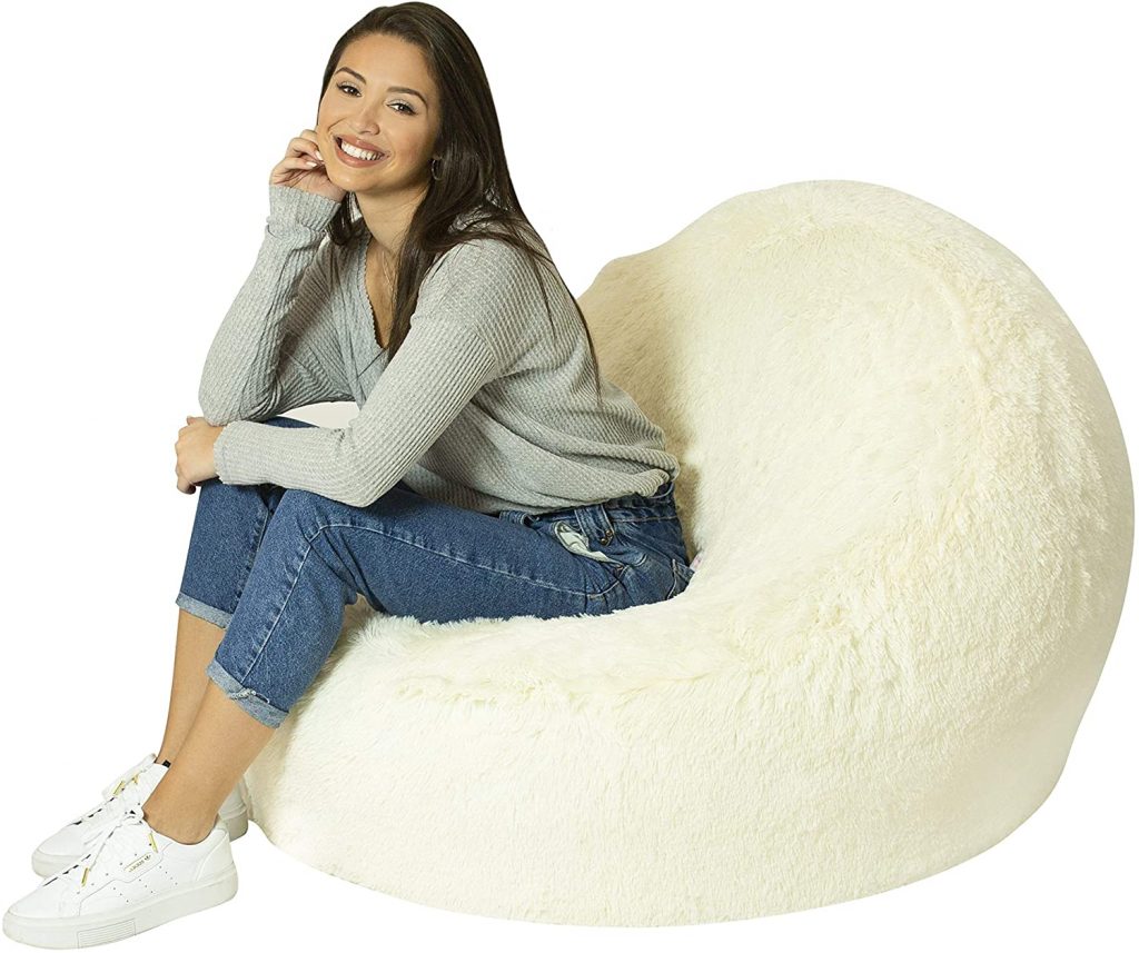 Air Candy Inflatable White Mongolian Faux Fur Chair