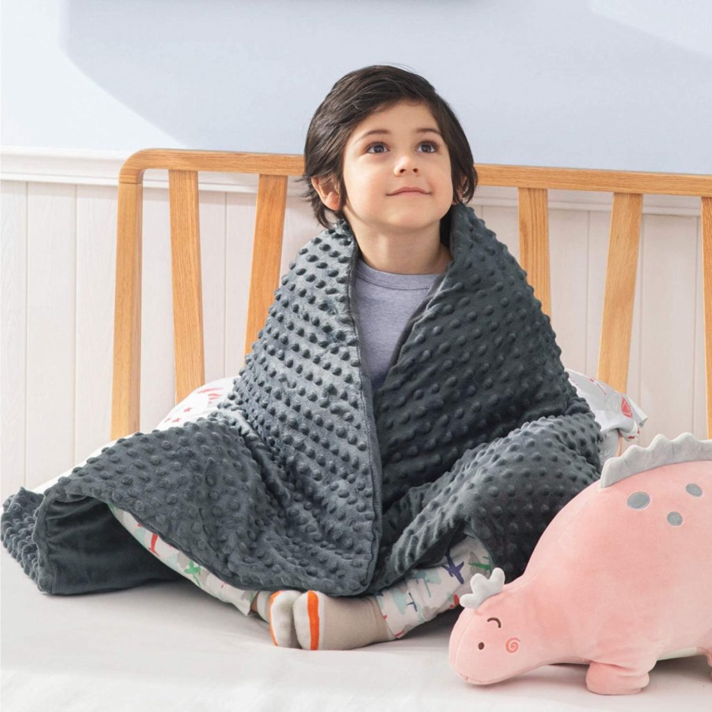 Bedsure Weighted Blanket for Children (36×48 inches, Grey) - 5lbs for a 40-70 lbs Child - 100% Cotton Kids Weighted Throw Blanket Removable Washable Cover