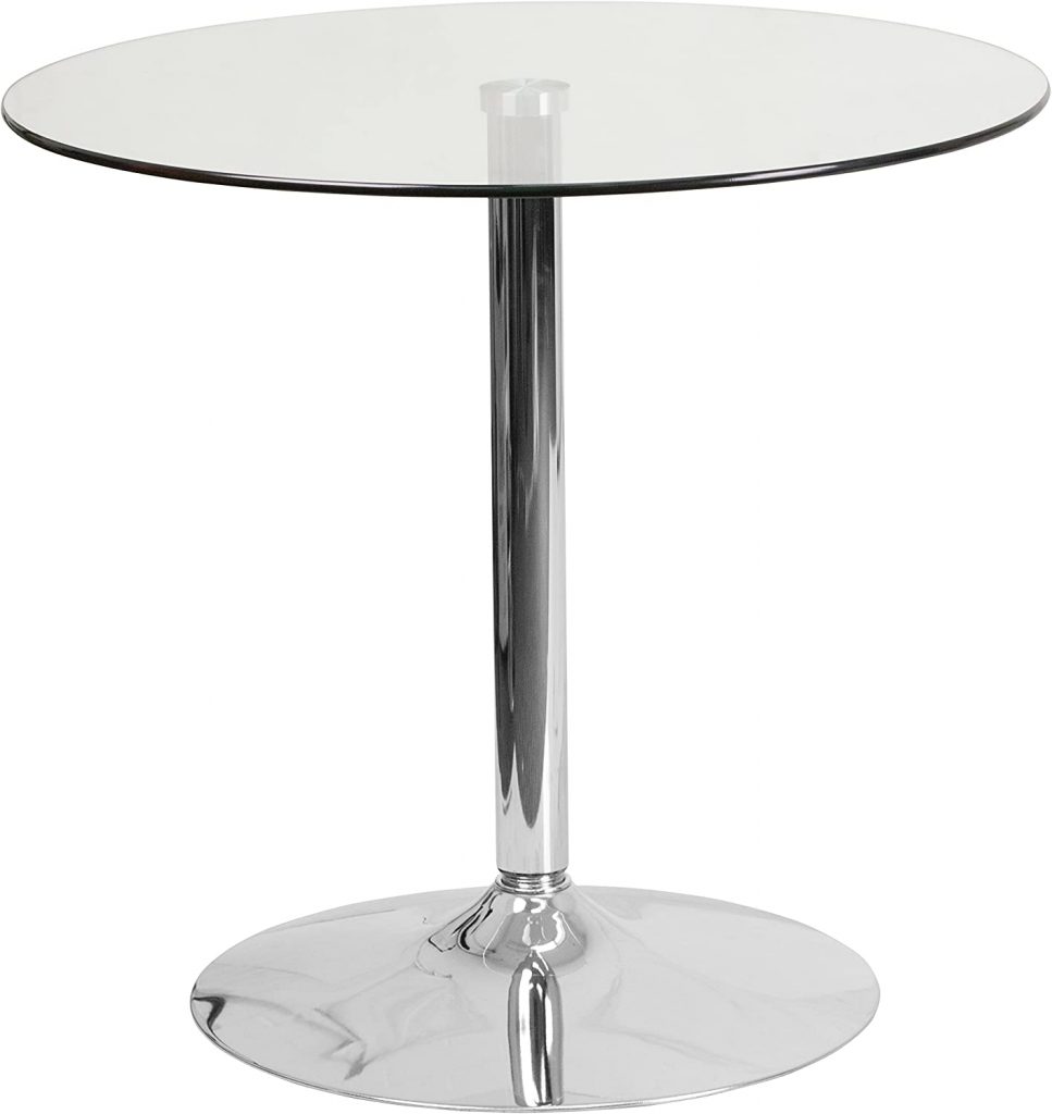 Flash Furniture Round Glass Table with 29''H Chrome Base