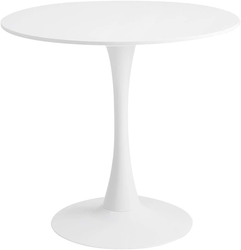Roomnhome Blanc Round Sturdy décor Table Iron Frame and 0.7'' Thickness MDF top, self-Assembly Home and Kitchen 28.7'' Height Table