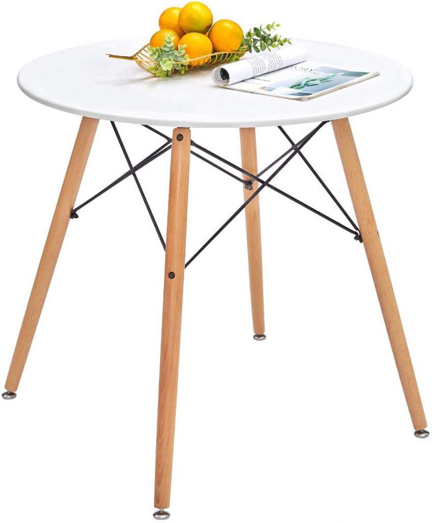 Round Dining Table White Pedestal Tables Eiffel Mid-Century Modern Style