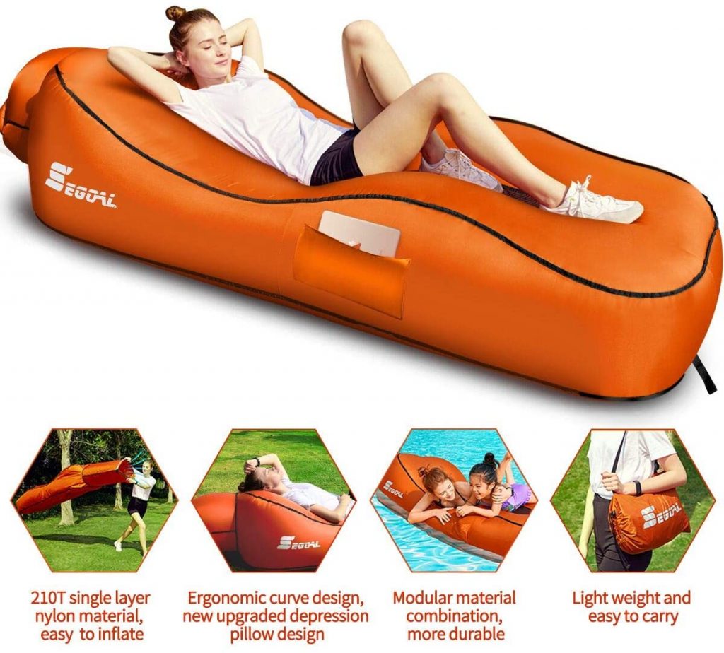 SEGOAL Ergonomic Inflatable Lounger Beach Bed Camping Chair