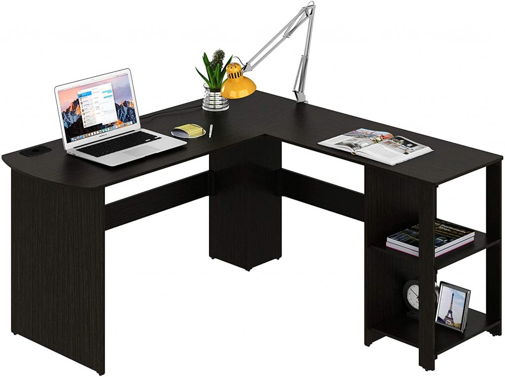 SHW L-Shaped Home Office Wood Corner Desk, Espresso
