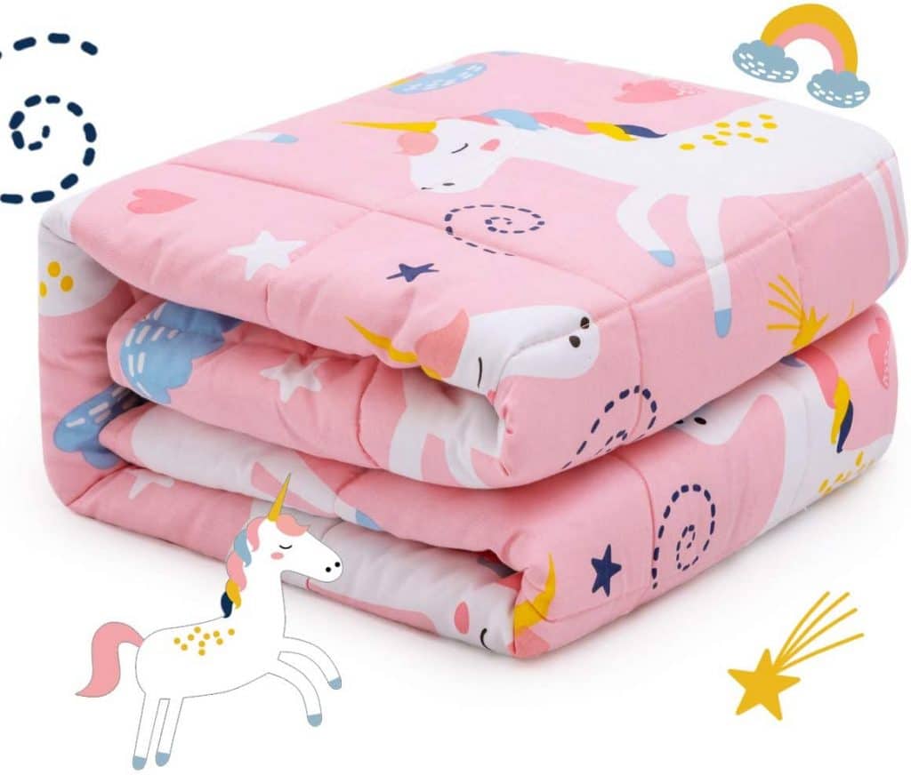 Sivio Kids Weighted Blanket, 3lbs, 36 x 48 inches, Heavy Blanket for Kids and Teens, Pink Unicorn