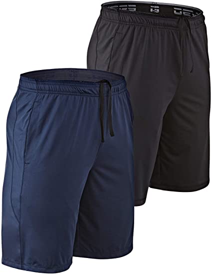 DEVOPS Men's 2-Pack Loose-Fit 10" Workout Gym Shorts with Pockets