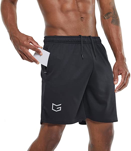 G Gradual Men's 7" Workout Lightweight Gym Shorts with Zip Pockets