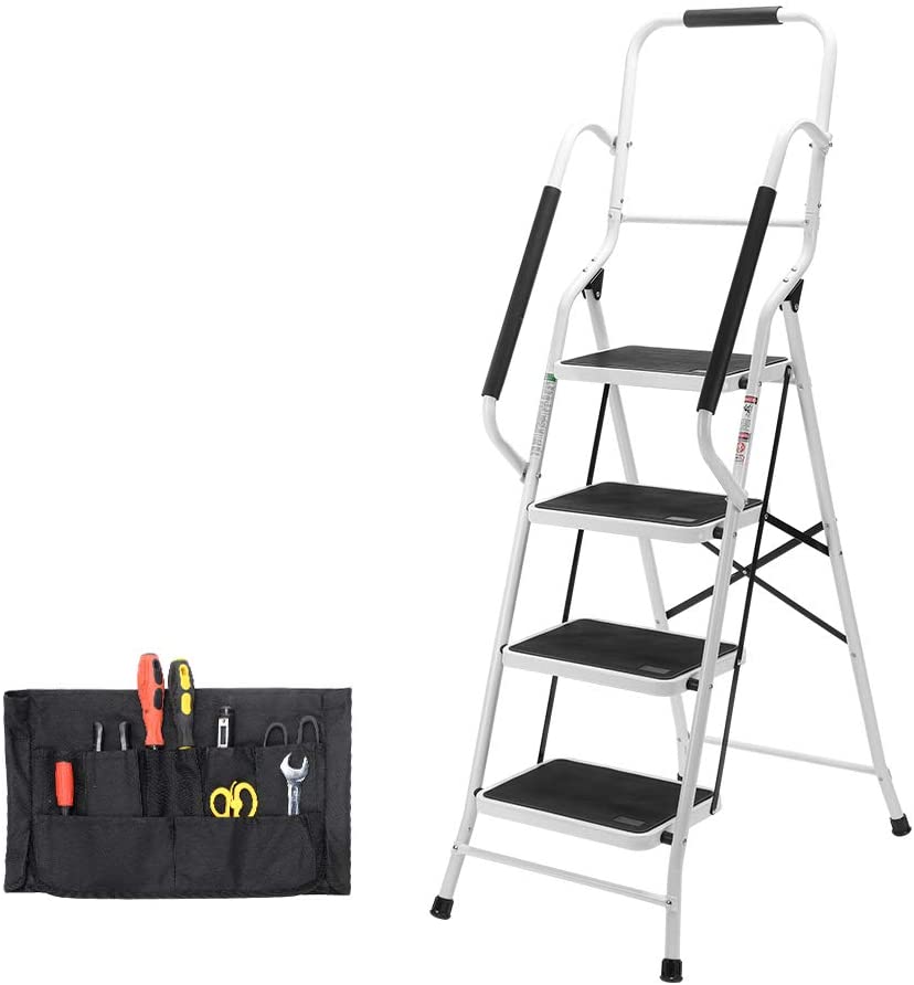 Step Ladder, Folding 4-Step Safety Step Ladder