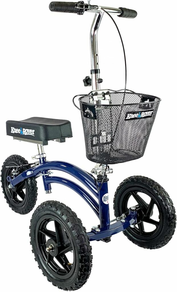 KneeRover All Terrain Steerable Knee Scooter Knee Walker Heavy Duty Crutches Alternative in Blue