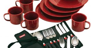 3. Coleman 24-Piece Enamel Dinnerware Set