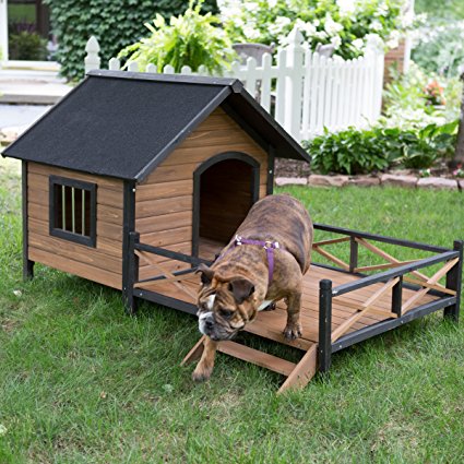 10.Large Dog House Lodge with Porch Deck Kennels