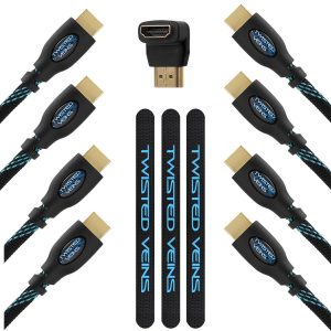6.Twisted Veins Four Pack of 3 ft HDMI Cables