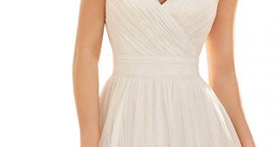Women's Simple Lace Ivory Simple Long Bridal Dress Formal Beach Wedding Dresses