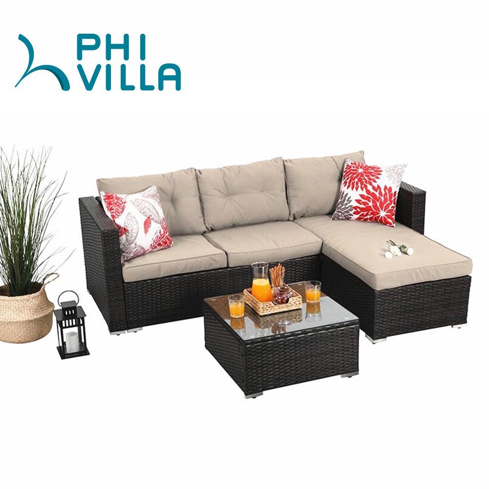 Top 10 Best Patio Sofas Pro Review Phi Villa 3 Piece Outdoor Patio Sofa
