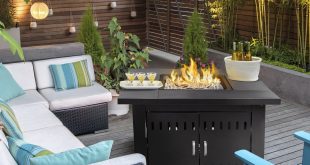 XtremepowerUS Outdoor Propane Fire Table, Black