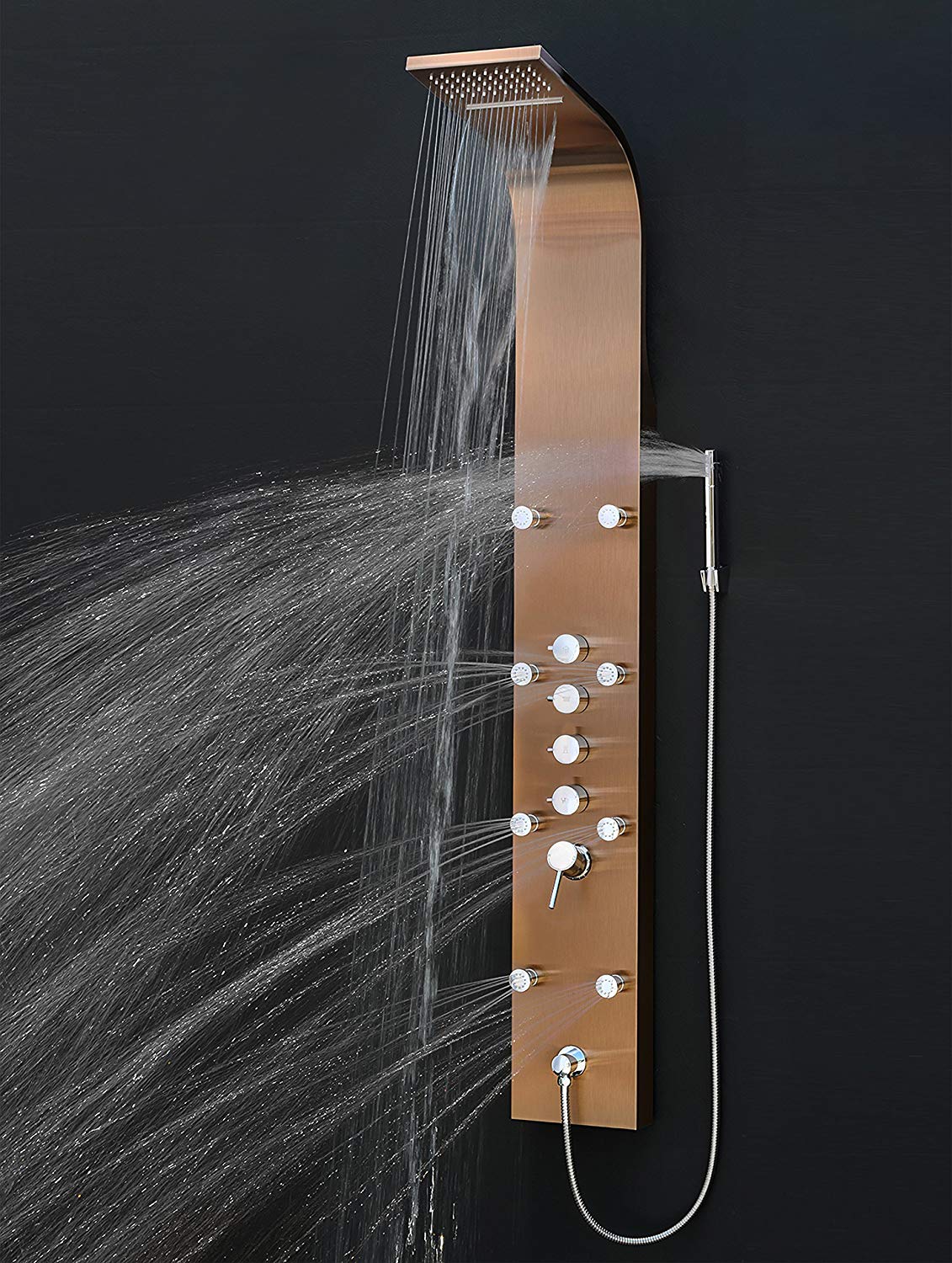 8. Golden Vantage 65-Inch Multi-Function Shower Panel System