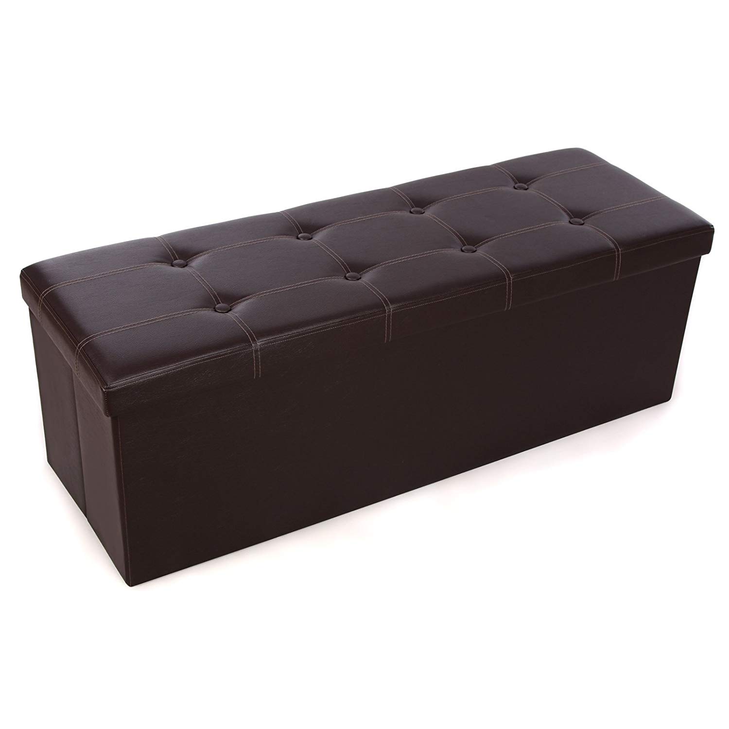 SONGMICS 43-Inch Faux Leather Folding Storage Ottoman Bench, ULSF703
