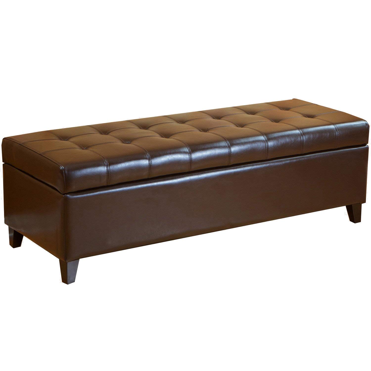 Best Selling Mission Brown Tufted Leather Storage Ottoman