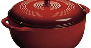 Lodge 6 Classic Red Enamel Cast-Iron Dutch Oven with Self-Basting Lid