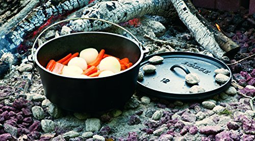 . Lodge 8 Quart Dutch Oven Camp. 12 Inch Cast Iron Pot(Pre Seasoned) and Lid with Camp Cooking Handle